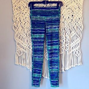 Athleta Blue & Green Pattern Athletic Leggings